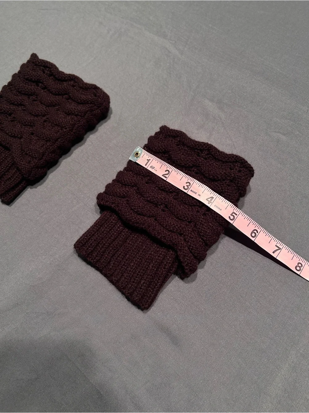 IF Collection Dark Brown Short Knitted Leg Warmers/Ankle Cuffs